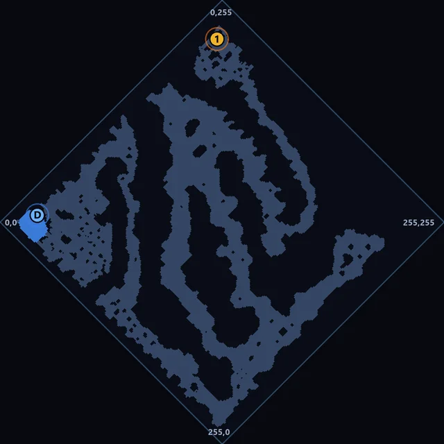 Mapa de Atlans con el spot de Hydra marcado
