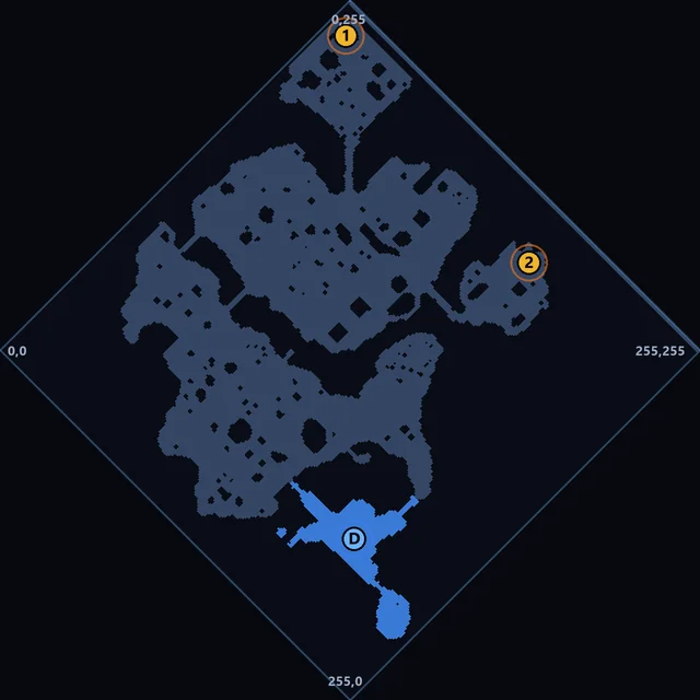 Mapa de Tarkan con el spot de Zaikan y Death Beam Knight marcado